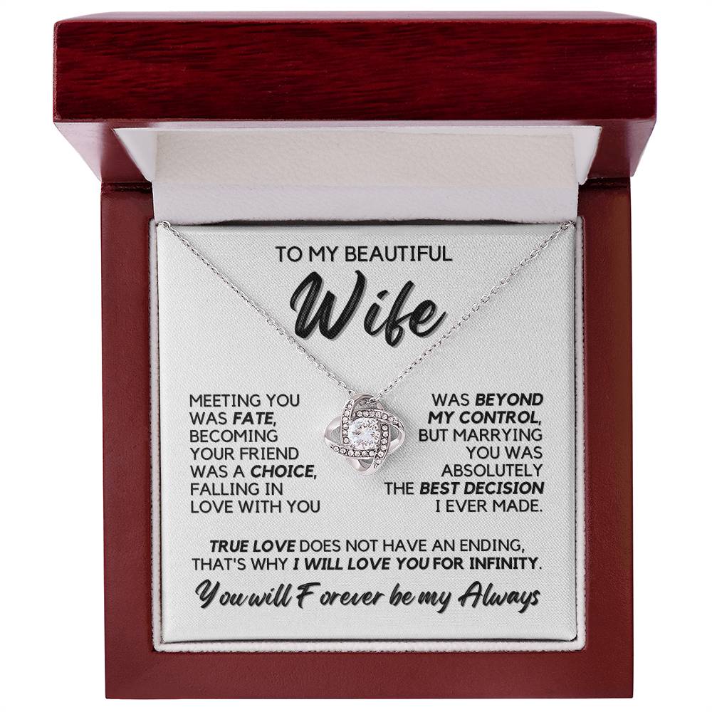 To My Wife - Infinite Love - Necklace - Yellow Gold Finish with Luxury LED Box