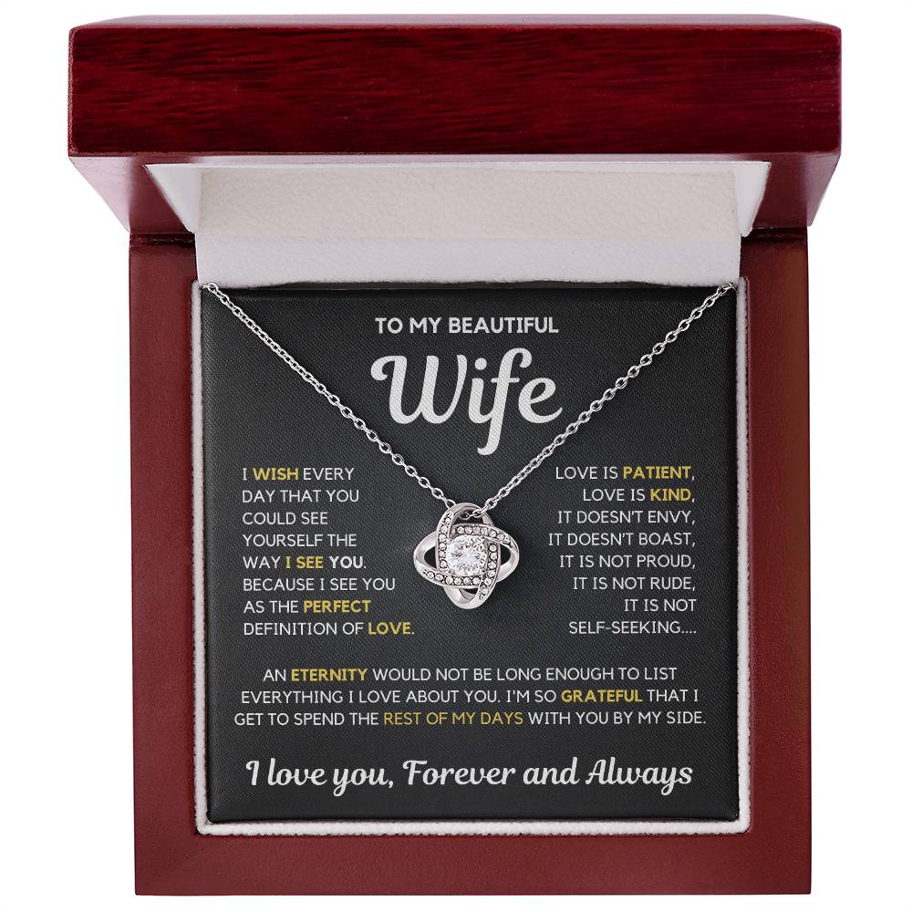 To My Wife - My Perfect Love - Necklace - White Gold Finish with Luxury LED Box 