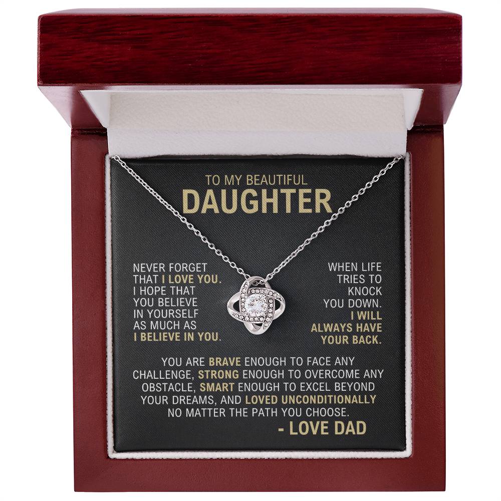 To My Daughter - I Will Always Love You - White Gold Finish Necklace with Luxury LED Box