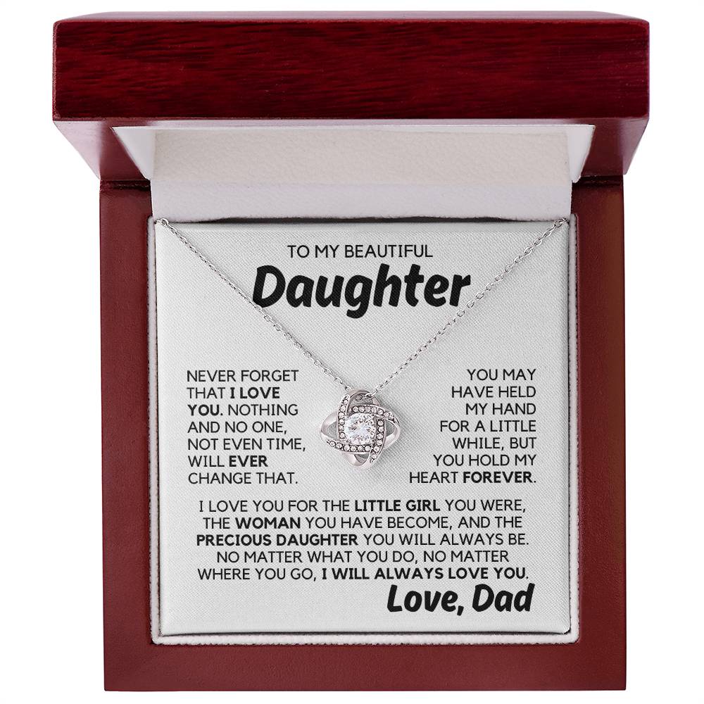 To My Daughter - You Hold My Heart - Necklace - White Gold Finish with Luxury LED Box