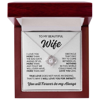 To My Wife - I Love You More - Necklace - White Gold Finish with Luxury LED Box