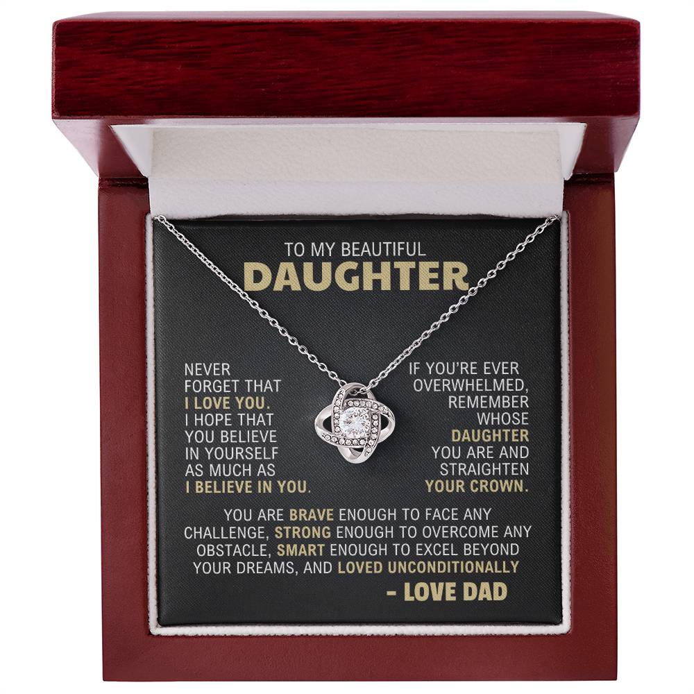 To My Daughter - I Will Always Love You - White Gold Finish Necklace with Luxury LED  Box