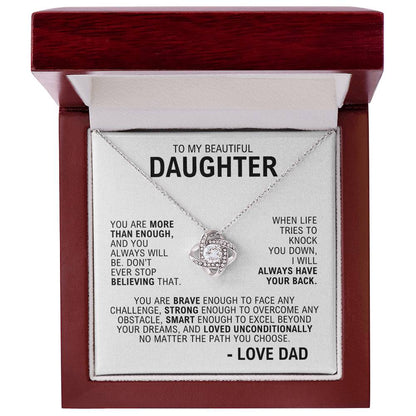 To My Daughter - I Will Always Love You - White Gold Finish Necklace with Luxury LED Box