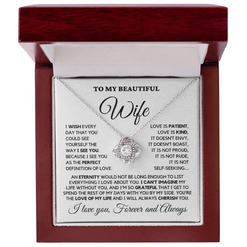 To My Wife - My Perfect Love - Necklace - White Gold Finish with LED Luxury Box