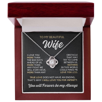 To My Wife - I Love You More - Necklace - White Gold Finish with Luxury LED Box