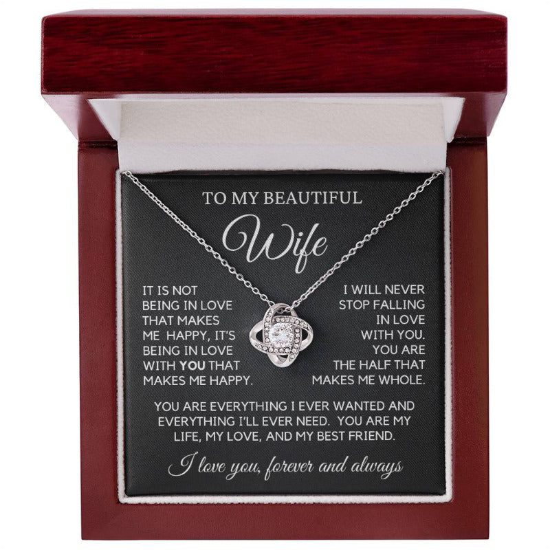 To My Wife - I Will Never Stop Loving You - Necklace - White Gold Finish with LED Luxury Box