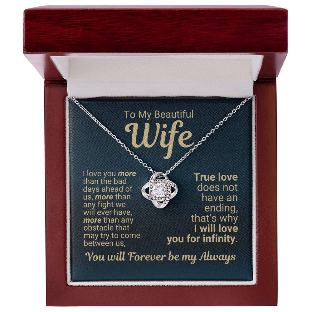 To My Wife - I Love You More - Necklace - White Gold with Luxury LED Box
