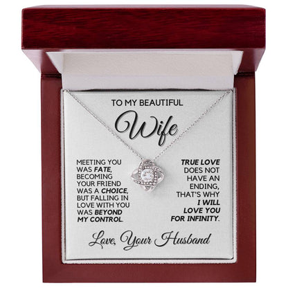 To My Wife - Infinite Love - Necklace - Yellow Gold Finish with Luxury LED Box