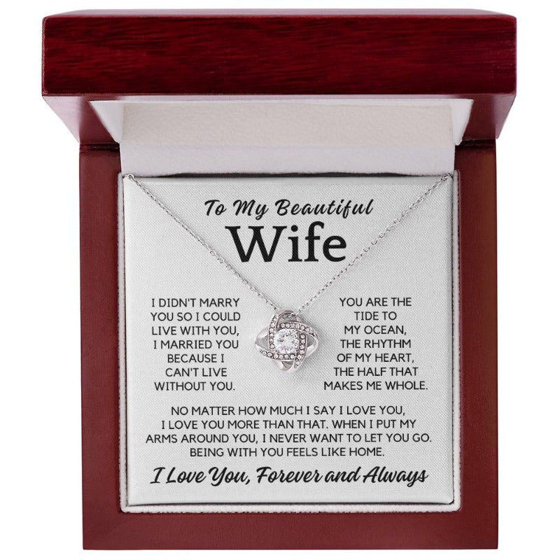 To My Wife - You Are My Home - Necklace - White Gold Finish with LED Luxury Box