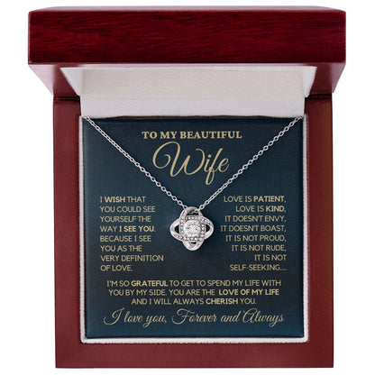 To My Wife - My Perfect Love - Necklace - White Gold Finish with Luxury LED Box