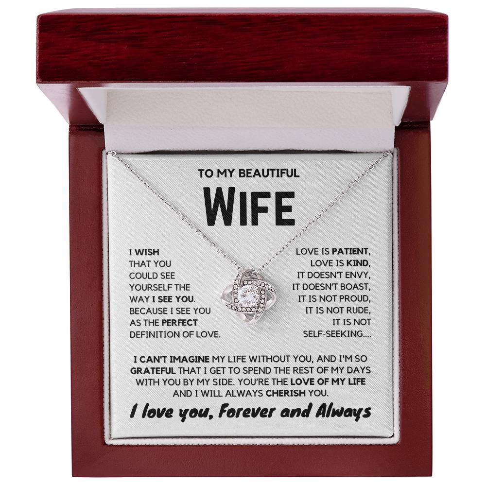 To My Wife - My Perfect Love - Necklace - White Gold Finish with Luxury LED Box