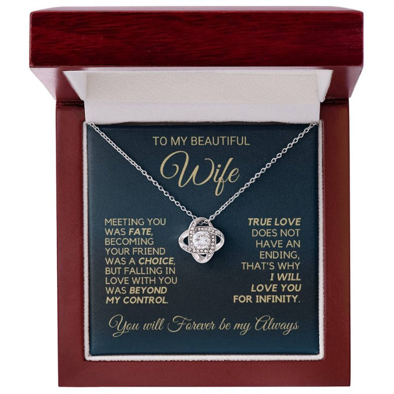 To My Wife - Infinite Love - Necklace - Yellow Gold Finish with Luxury LED Box