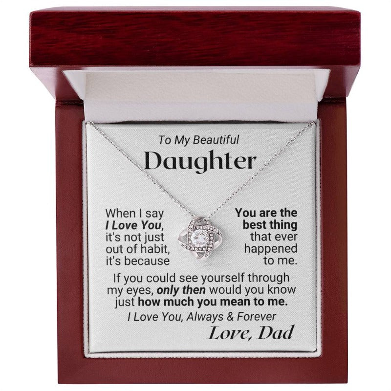 To My Daughter - You Are The Best Thing - Necklace - White Gold Finish with Luxury LED Box