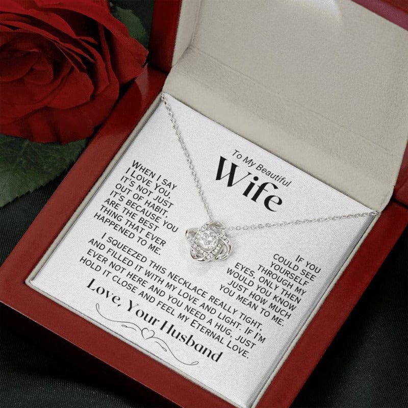 To My Wife - When I Say I Love You - Necklace - White Gold Finish With LED Luxury Box