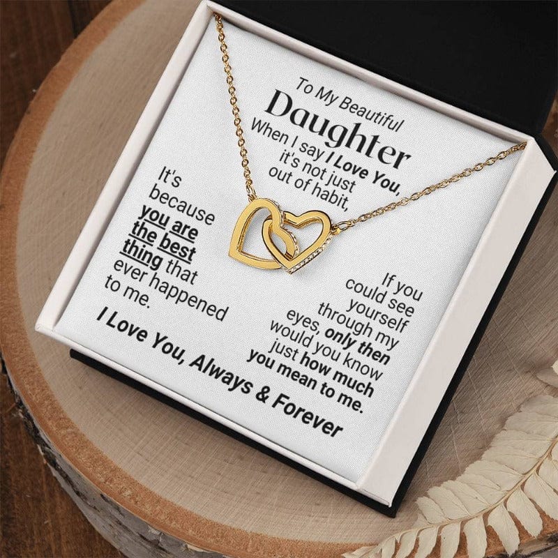 To My Daughter - You Are The Best Thing - Yellow Gold Finish Interlocking Hearts Necklace - Two-tone Box