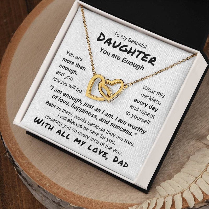 To My Daughter - You Are More Than Enough - Love Dad - Yellow Gold Finish Necklace - Two-tone Box