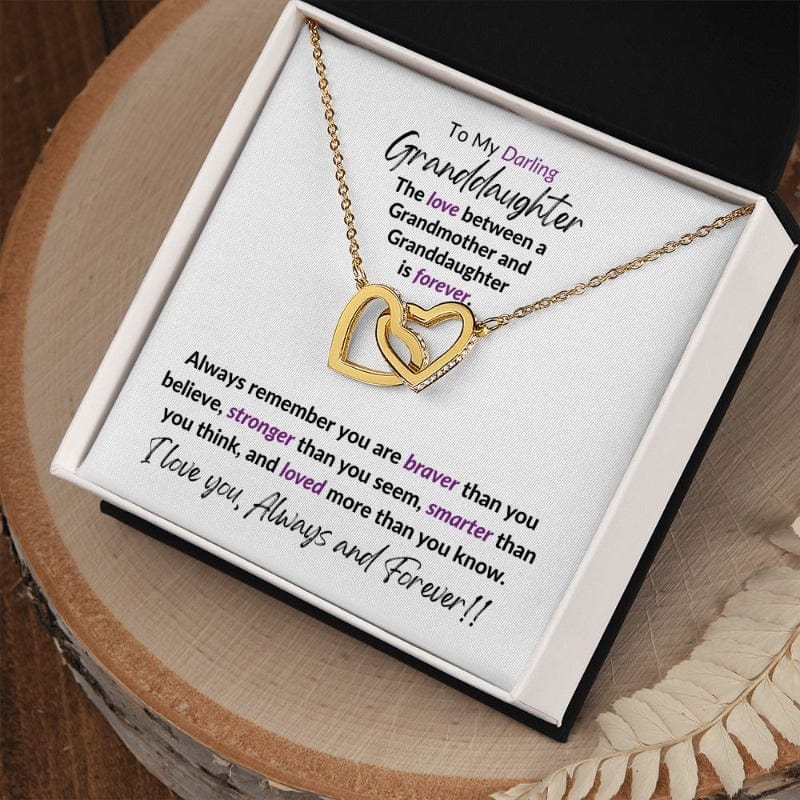 My Darling Granddaughter - Always and Forever - Connected Hearts Necklace Gold - Two-toned box
