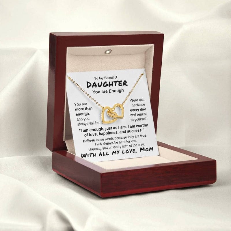To My Daughter - You Are More Than Enough - Love Mom - Yellow Gold Finish Necklace - Luxury-style Box w/LED