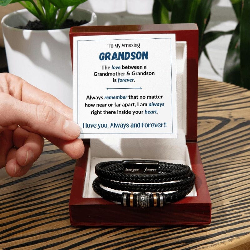 Amazing Grandson - Forever Love - Bracelet - Mahogany-style box