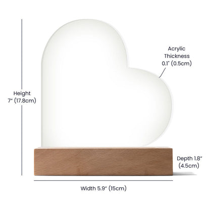 To My Love - If I Could Turn Back Time - Acrylic Heart Shape Plaque With Lighted Base