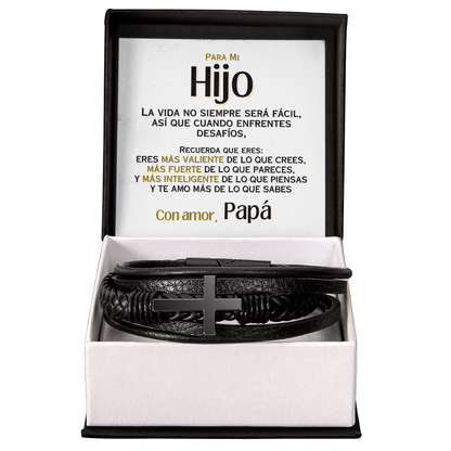 Para Mi Hijo - Con Amor, Papá - Pulsera con cruz