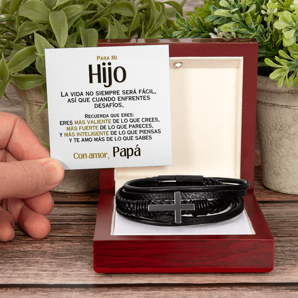 Para Mi Hijo - Con Amor, Papá - Pulsera con cruz