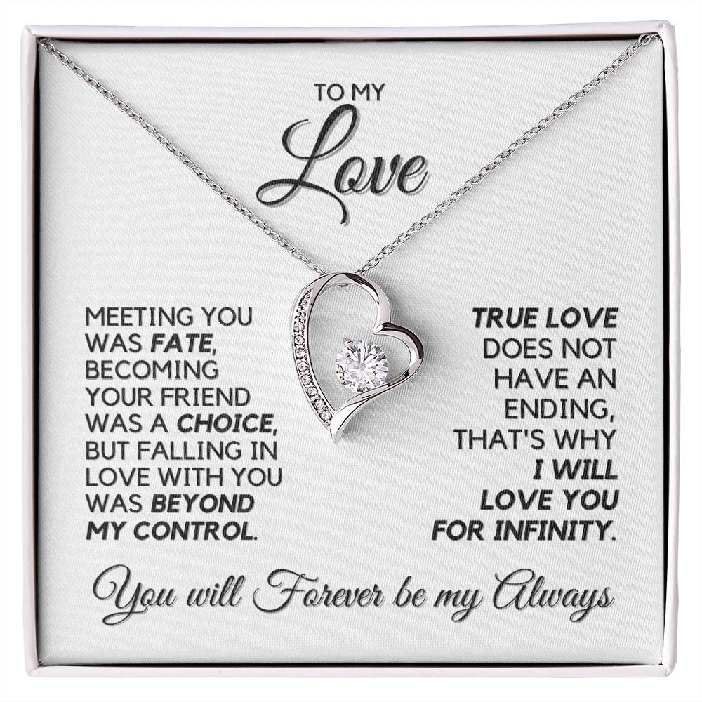 To My Love - True Love Has No Ending - White Gold Finish - Necklace in two-tone box