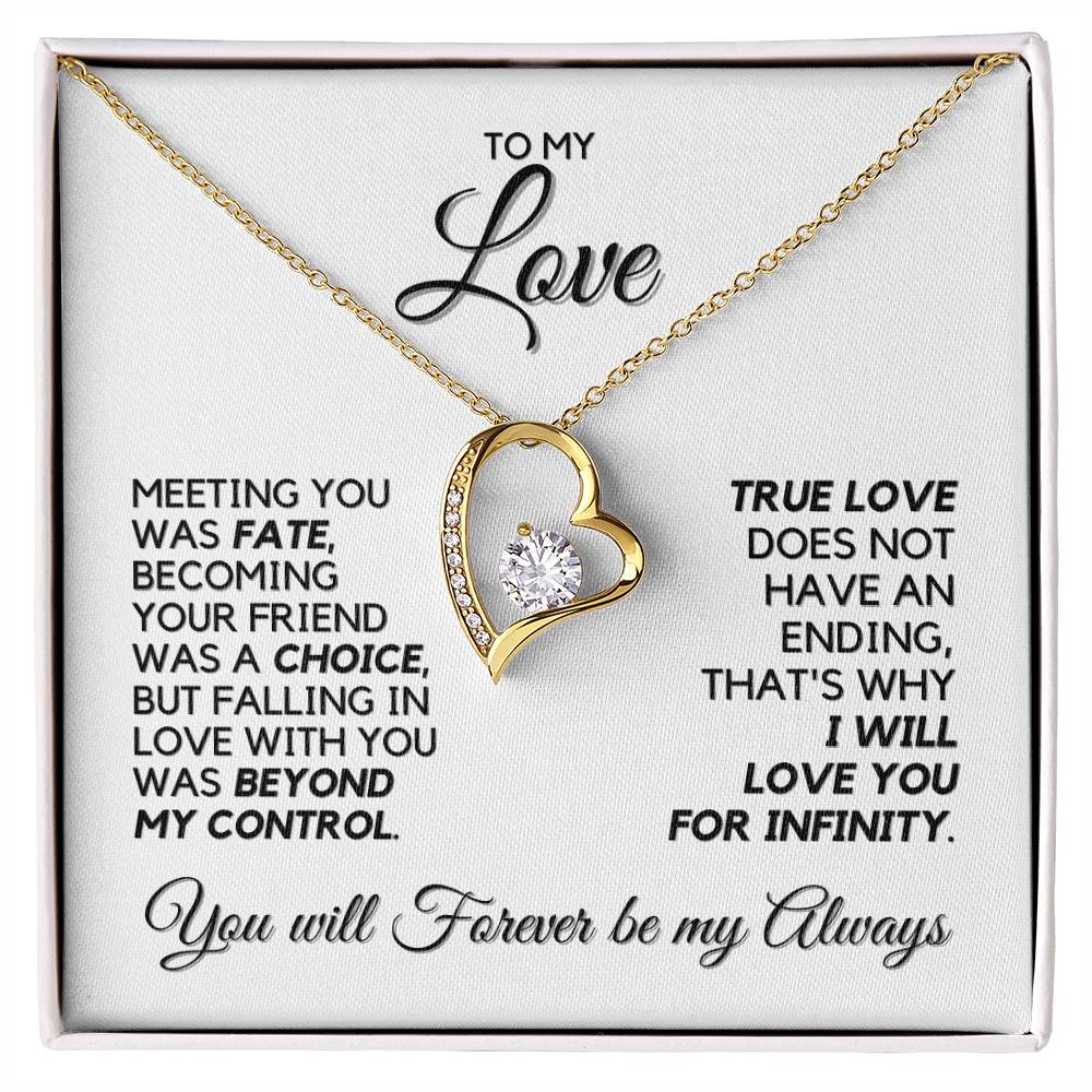 To My Love - True Love Has No Ending - Yellow Gold Finish - Necklace in two-tone box