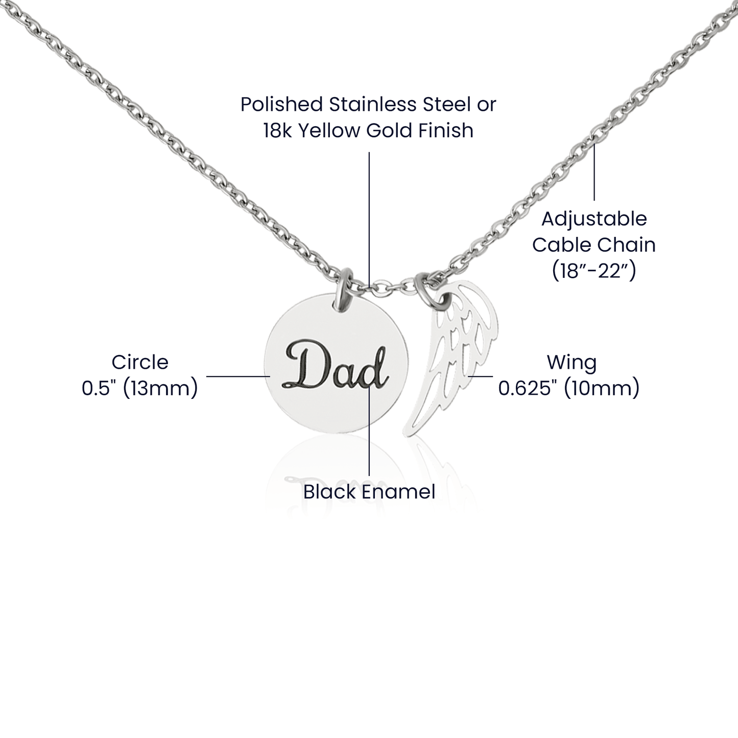 Angel Wing Memorial Necklace - Dad