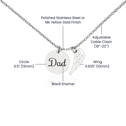Angel Wing Memorial Necklace - Dad