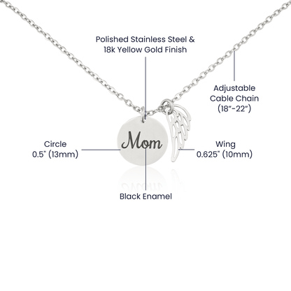 Angel Wing Memorial Necklace - Mom
