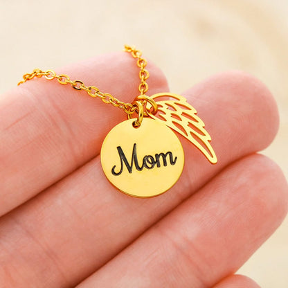Angel Wing Memorial Necklace - Mom