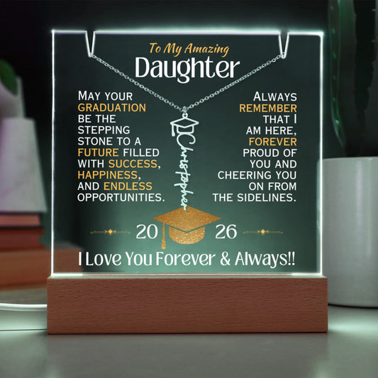 To My Amazing Daughter - Graduation Necklace and Plaque Gift Set - 2026