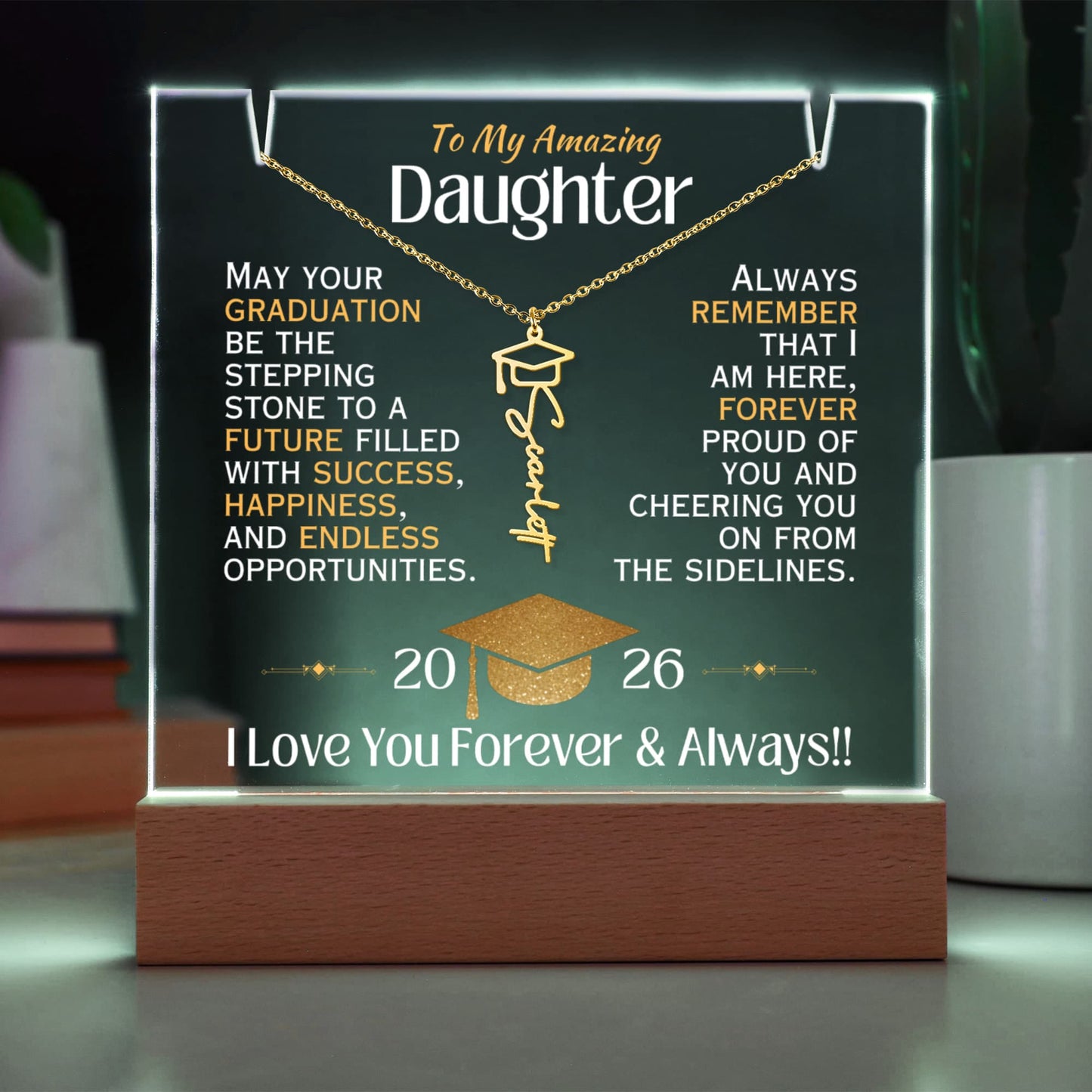 To My Amazing Daughter - Graduation Necklace and Plaque Gift Set - 2026
