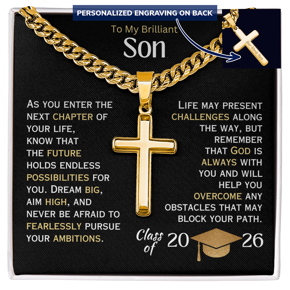 My Brilliant Son - Personalized Graduation Cross Necklace - 2026