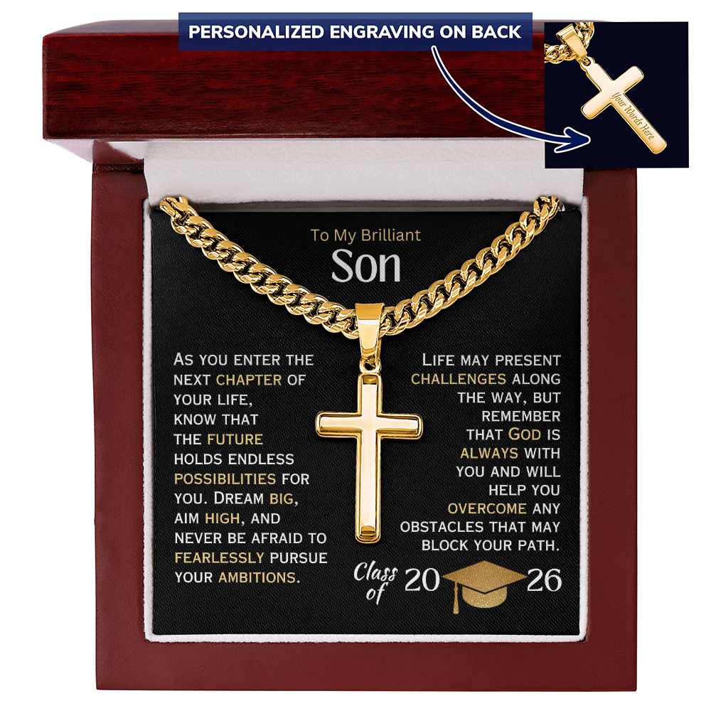 My Brilliant Son - Personalized Graduation Cross Necklace - 2026