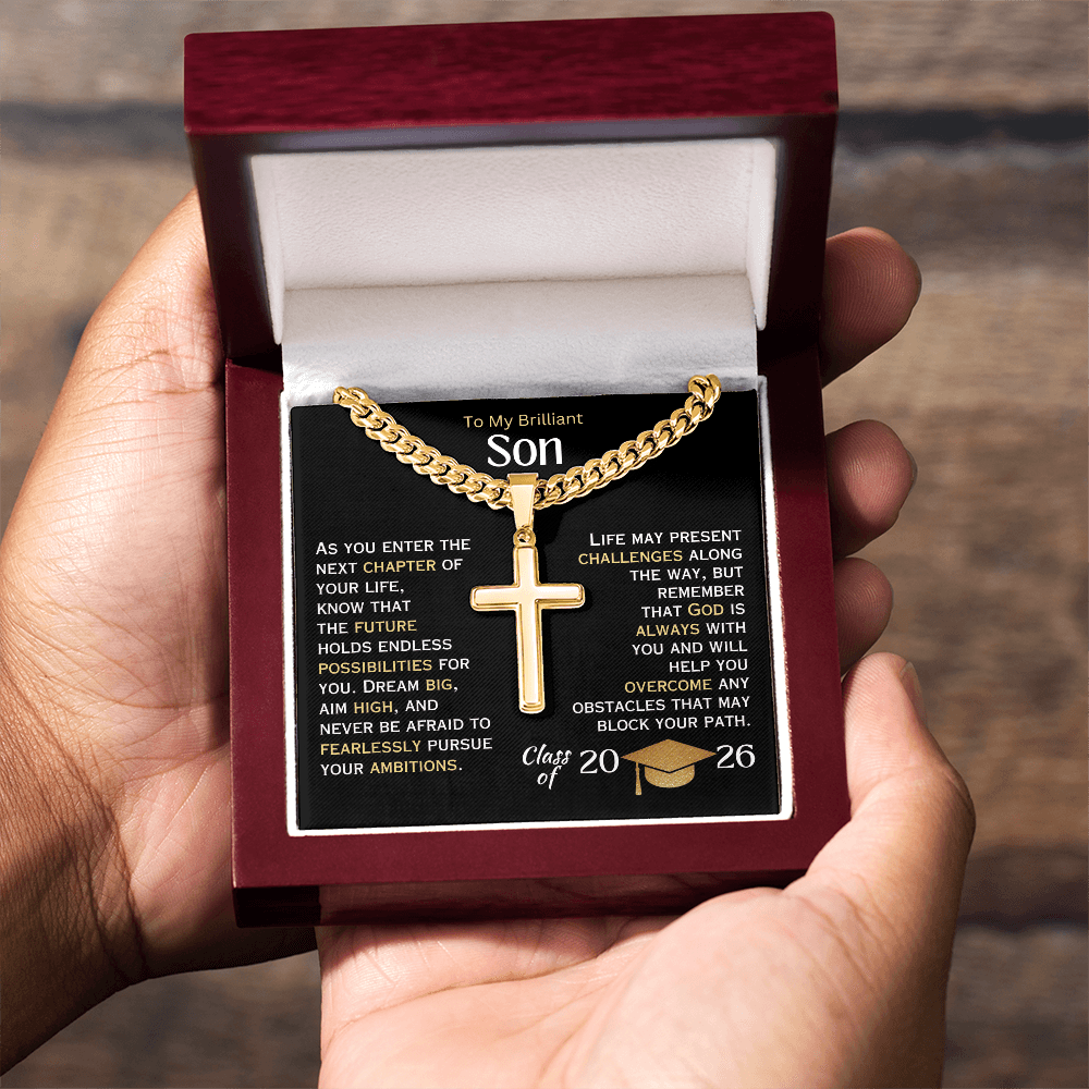 My Brilliant Son - Personalized Graduation Cross Necklace - 2026