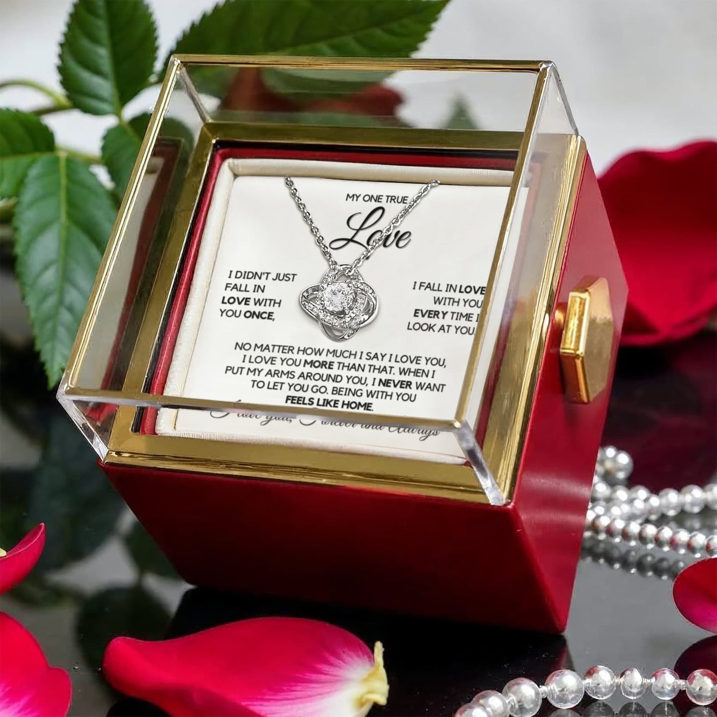 To My One True Love - Necklace with Rotating Rose Box