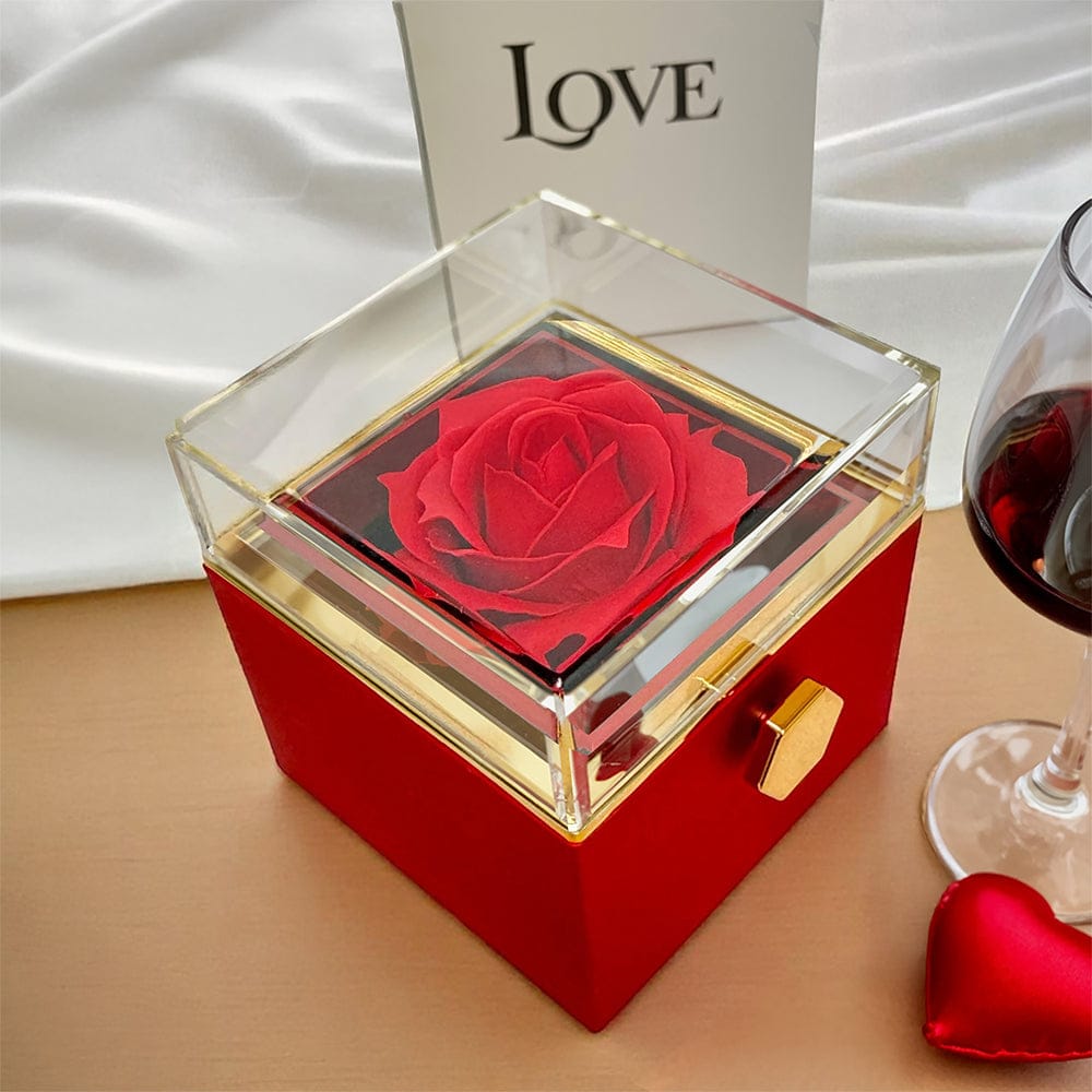 To My Wife - My True Love - Necklace with Rotating Rose Gift Box