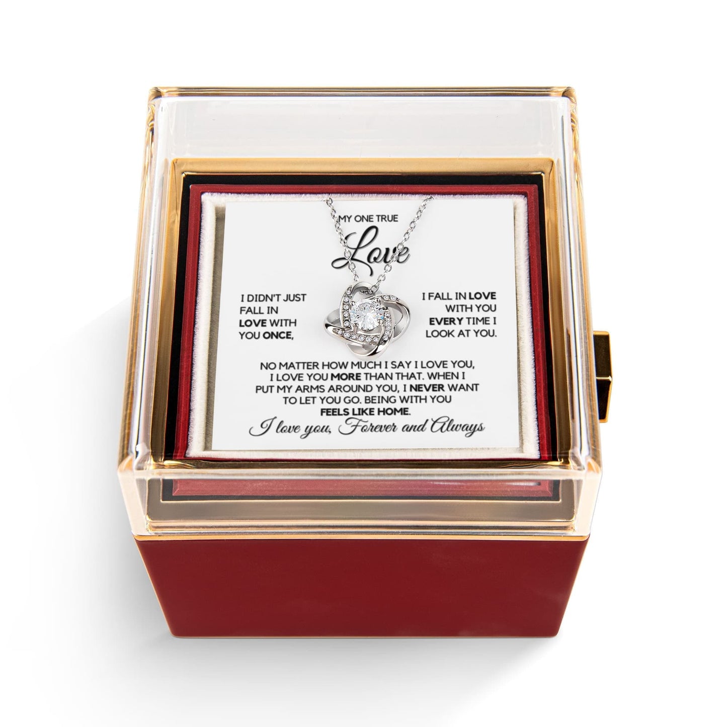 To My One True Love - Necklace with Rotating Rose Box