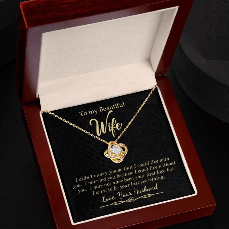 To My Beautiful Wife - I Can't Live Without You - Necklace - Gold Plated - Mahogany-style box