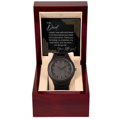 Para mi papá - Siempre seré tu niña - Reloj de cuero y madera